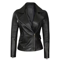 Womens Black Asymmetrical Leather Jacket