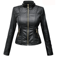 Women Black Leather Moto Jacket