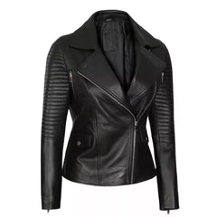Womens Black Asymmetrical Leather Jacket