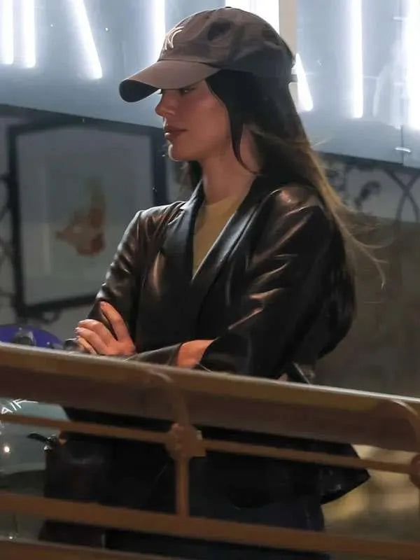 Kendall Jenner 2026 Black Leather Jacket