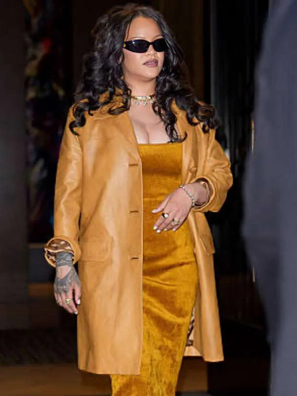 NYC 2026 Rihanna Leather Coat
