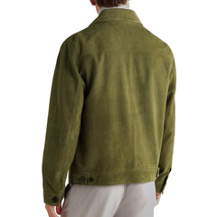 Men’s Green Real Suede Leather Trucker Jacket
