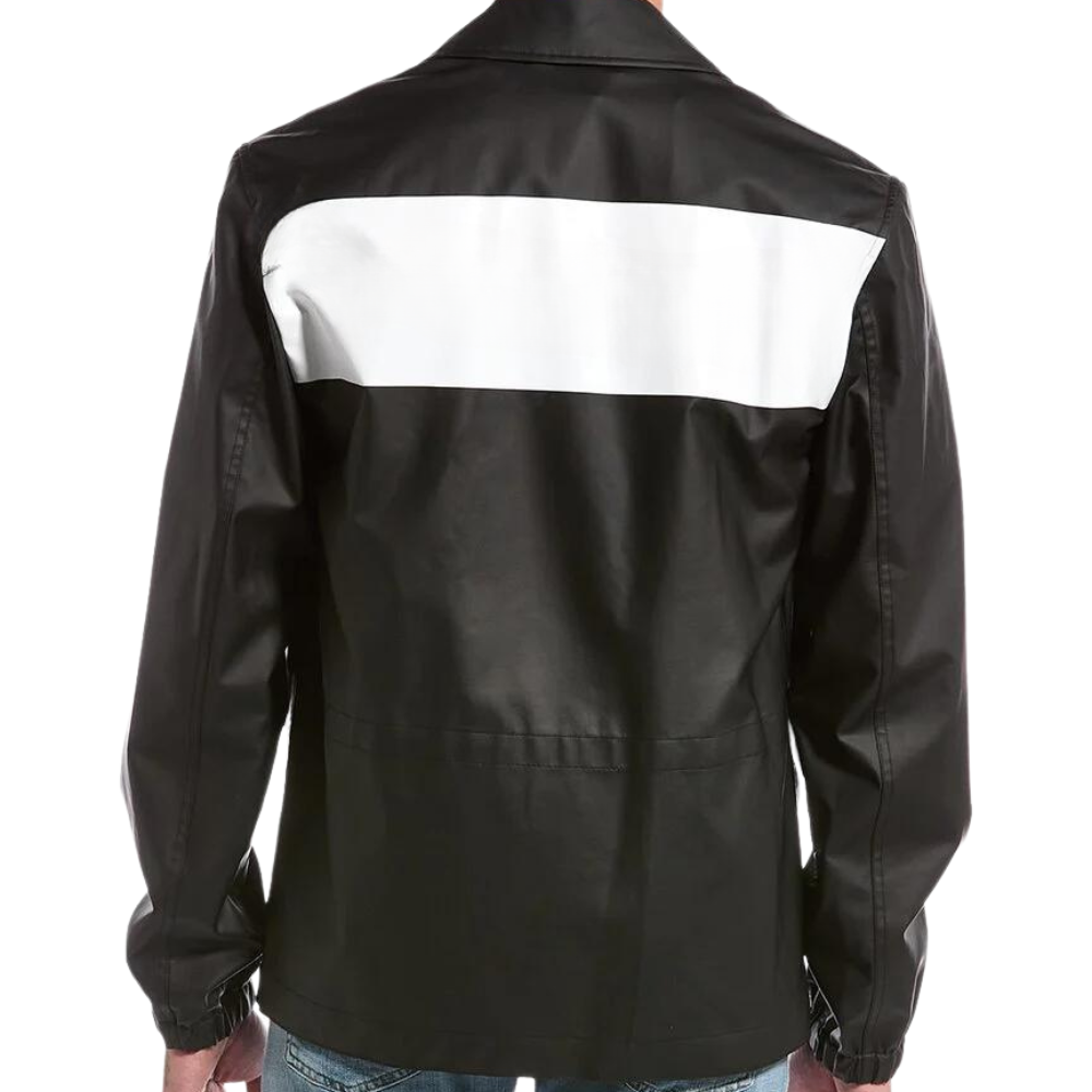 Mens Shirt Collar Black Polyester Jacket