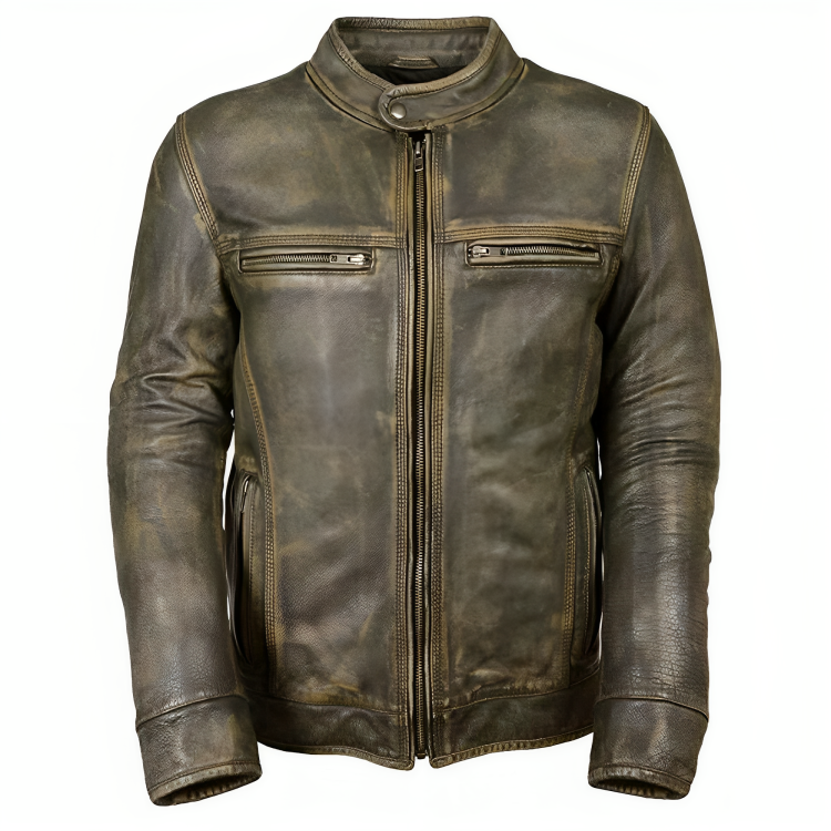 Vintage Distressed Brown Leather Jacket