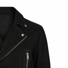 Mens Black Leather Suede Biker Jacket