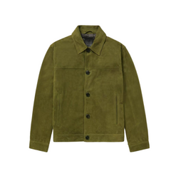 Men’s Green Real Suede Leather Trucker Jacket