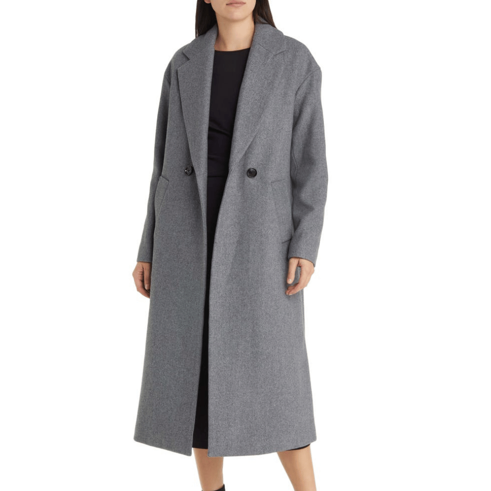 Women’s Double Breasted Grey Wool Coat