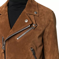 Brown Suede Moto Jacketa