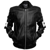 Mens 8 Ball Pool Logo Black Real Leather Jacket