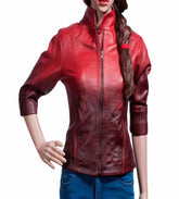 Age Of Ultron Avengers Scarlet Witch Red Leather Jacket