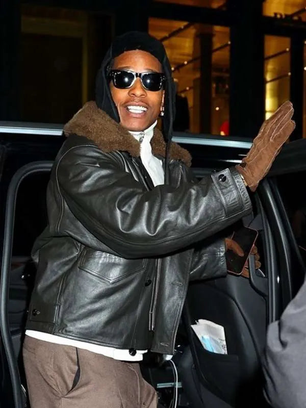 NYC 2026 ASAP Rocky Shearling Leather Jacket