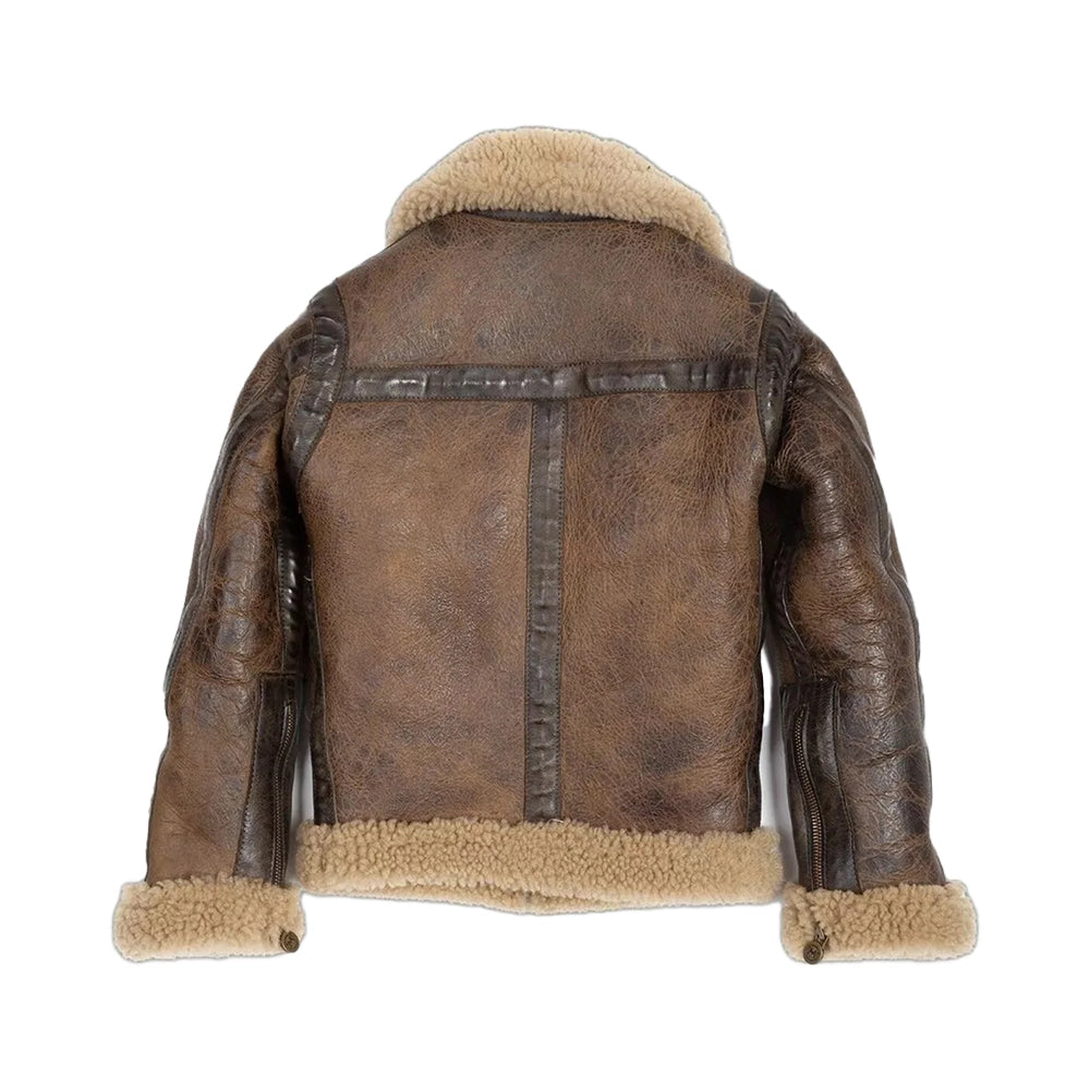 Aviator Brown Leather Sheepskin B6 Shearling Jacket