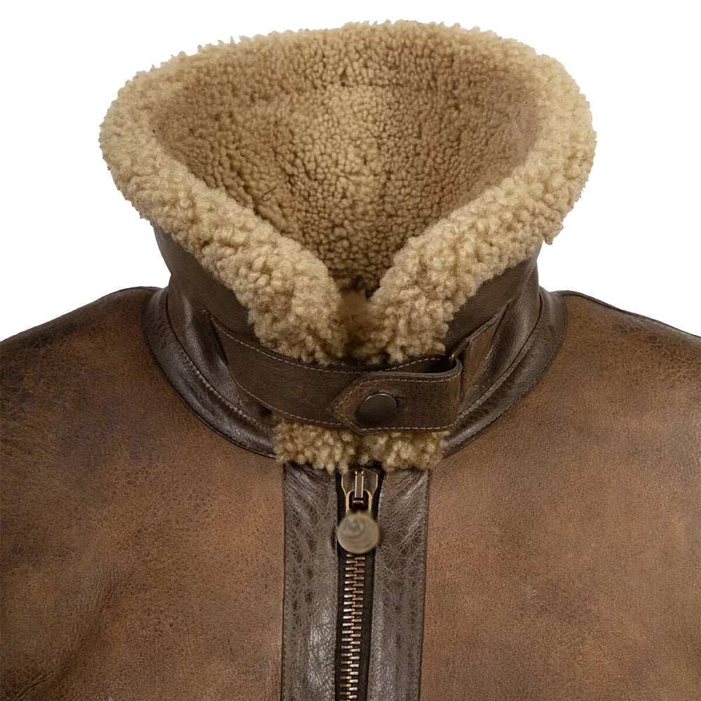 Aviator Brown Leather Sheepskin B6 Shearling Jacket