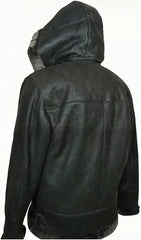 Fur Shearling Bomber Aviator Flying Pilot B3 Black Leather Jacket