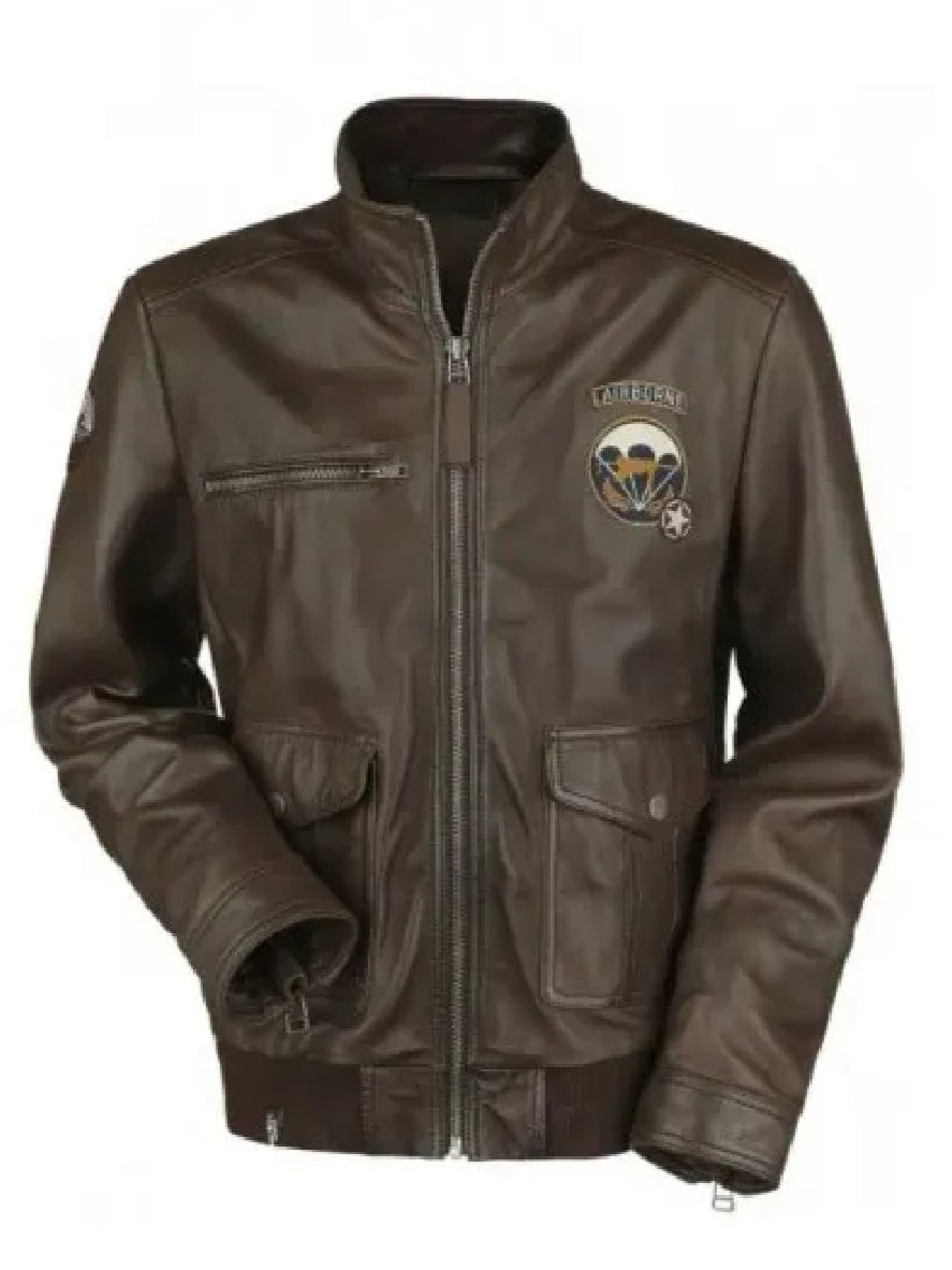 Call Of Duty WWII Mens Brown Leather Jacket