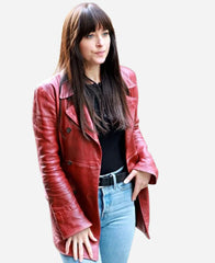 Madame Web 2024 Dakota Johnson Maroon Coat