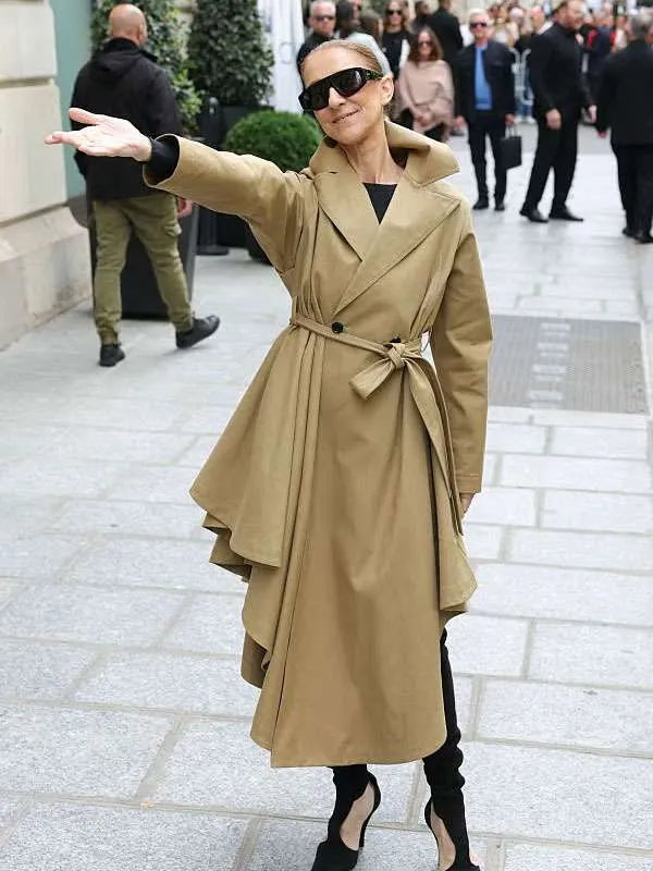 Celine Dion Paris 2026 Asymmetric Trench Coat