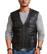 Chris Pratt Man Black Jurassic World Leather Vest