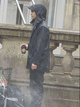 Max Minghella Clay face Blue Hooded Jacket