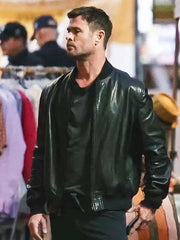 Chris Hemsworth Crime 101 Bomber Leather Jacket