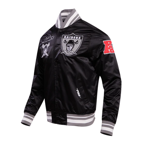 NFL OAKLAND RAIDERS RETRO CLASSIC MEN'S RIB SATIN JACKET