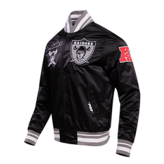NFL OAKLAND RAIDERS RETRO CLASSIC MEN'S RIB SATIN JACKET
