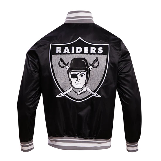 NFL OAKLAND RAIDERS RETRO CLASSIC MEN'S RIB SATIN JACKET