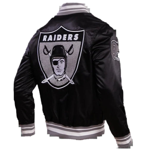 NFL OAKLAND RAIDERS RETRO CLASSIC MEN'S RIB SATIN JACKET