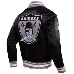NFL OAKLAND RAIDERS RETRO CLASSIC MEN'S RIB SATIN JACKET
