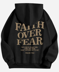 Faith Over Fear Pullover Black Hoodie For Unisex