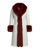 Christmas Inspired White Coat with Red Faux Fur Crocodile Texture