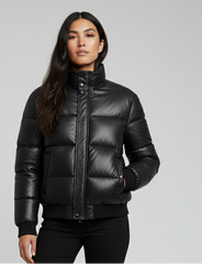 Moncler Style Leather Puffer Jacket