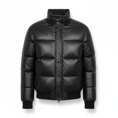 Moncler Style Leather Puffer Jacket