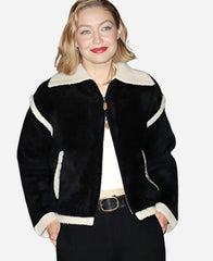 Gigi Hadid Guest in Residence 2024 Black Bomber Jacket