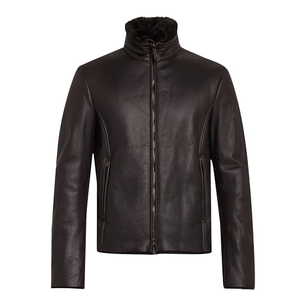 Man Shearling Lined Leather Jacket | Shirt Jacket With Shearling