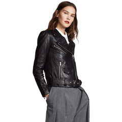 Classic Leather Biker Jacket for Women