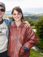 Jessie Buckley Hamnet Movie Event 2025 Leather Jacket