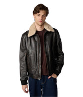 Jimmy Leather Aviator Bomber Jacket