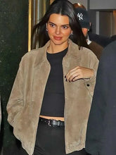 Kendall Jenner SNL Afterparty Bomber Suede Leather Jacket