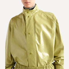 KimKardashianTheKardashiansGreenGlossyLeatherJacket_3