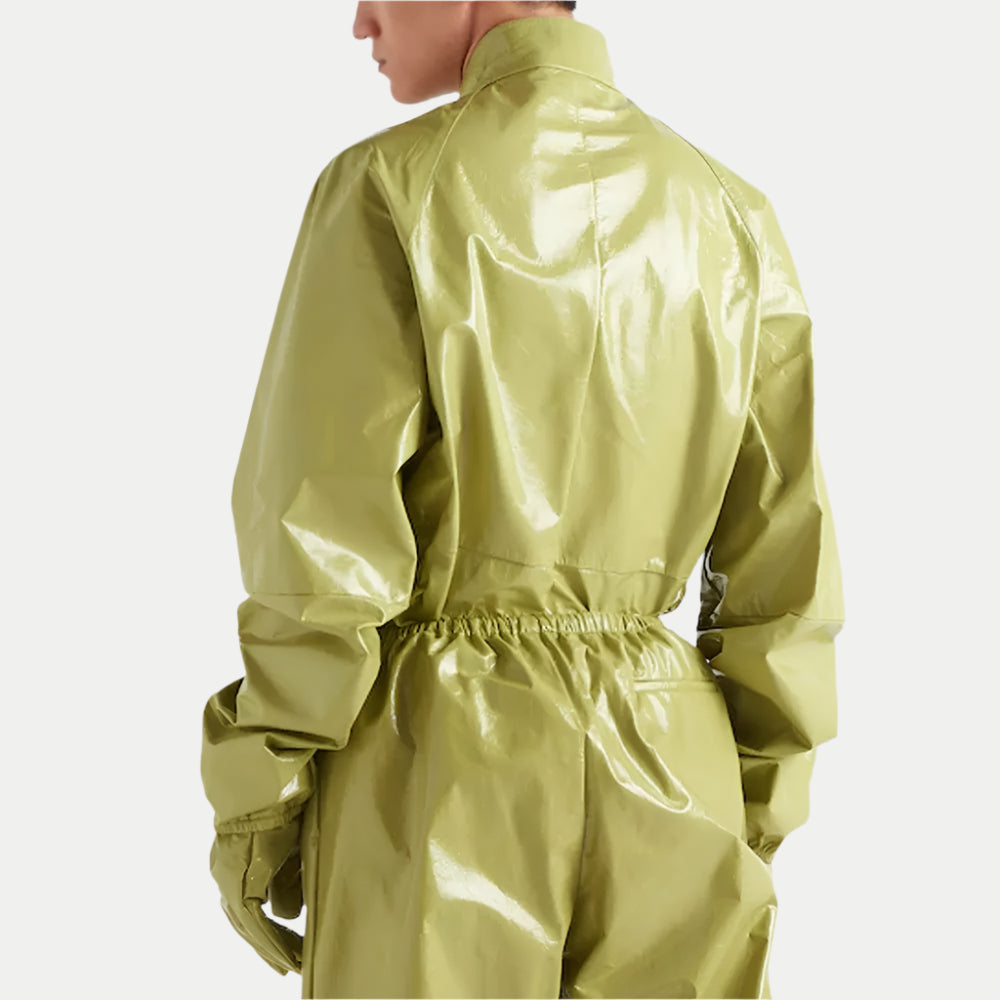 KimKardashianTheKardashiansGreenGlossyLeatherJacket_4