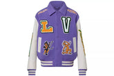 Louis Vuitton Purple frog leather varsity jacket