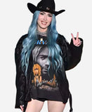 Coachella Festival 2024 Megan Fox Black Oversize Leather Jacket