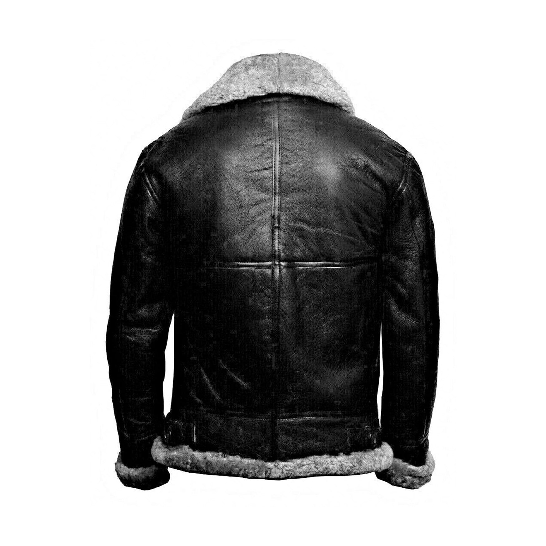 Men's Aviator B3 WW2 Winter Shearling Fur Black Leather Flying Jacket