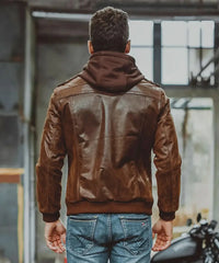 Mens Brown Leather Bomber Jacket