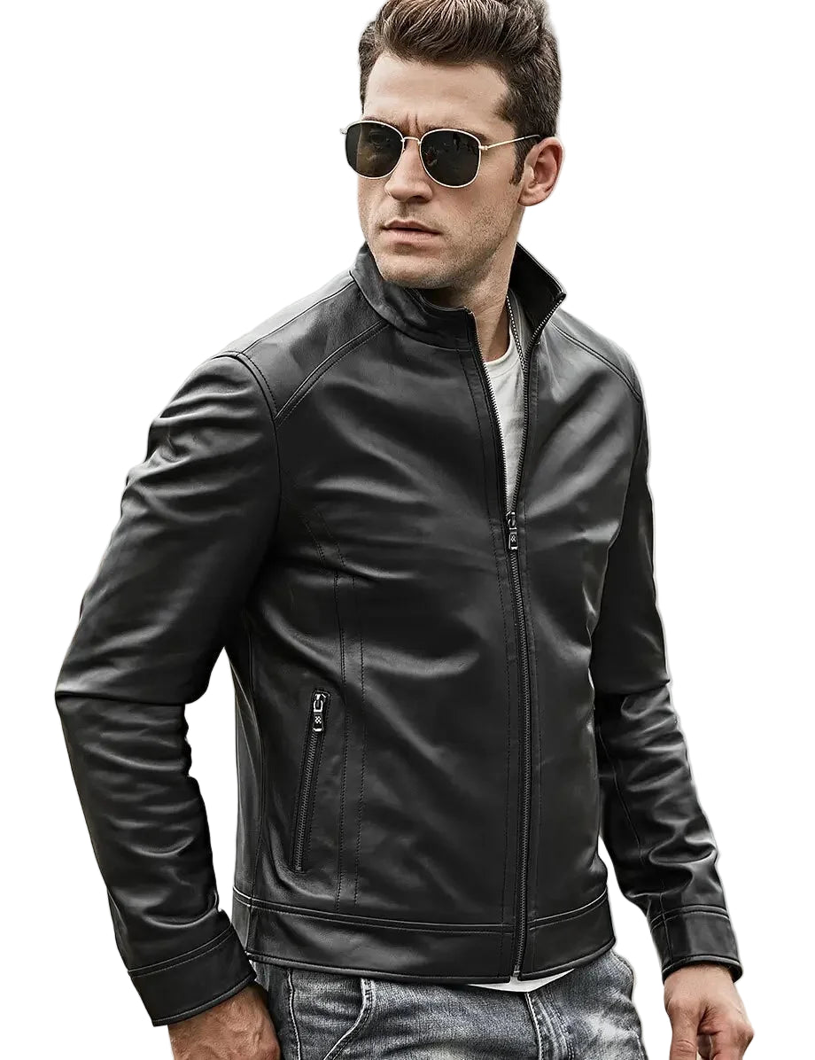 Classic Leather Motorcycle Jackets | Men's Black Lambskin Leather Jacket