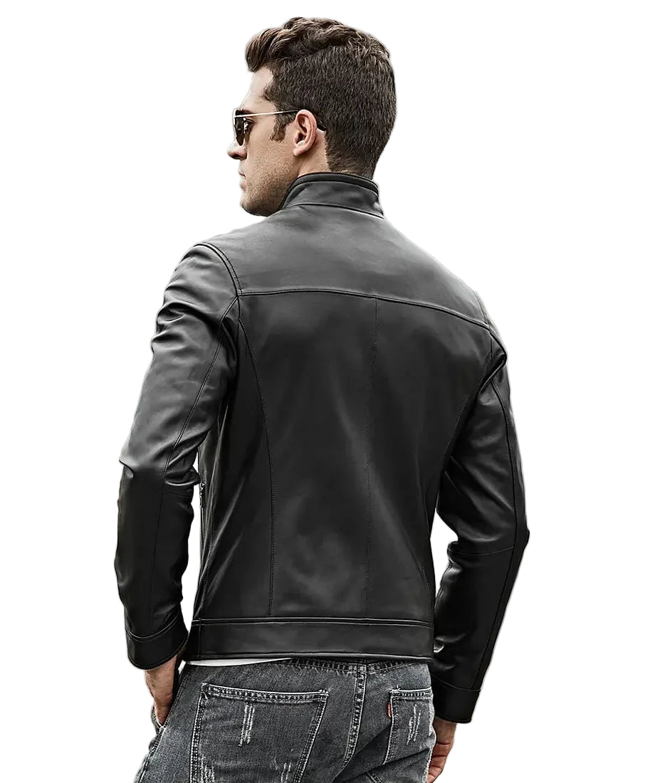 Classic Leather Motorcycle Jackets | Men's Black Lambskin Leather Jacket