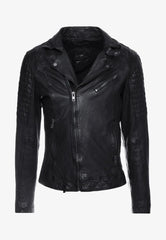 Men's Rugged Black Quilted Leather Jacket