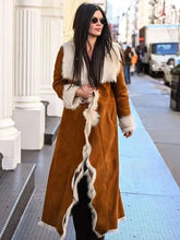 NYC 2026 Danielle Vasinova Fur Trim Suede Coat