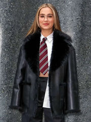 NYC 2026 Haley Lu Richardson Shearling Leather Coat